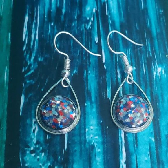 Hand Crafted Jewelry - Red/White/Blue Drop Earrings